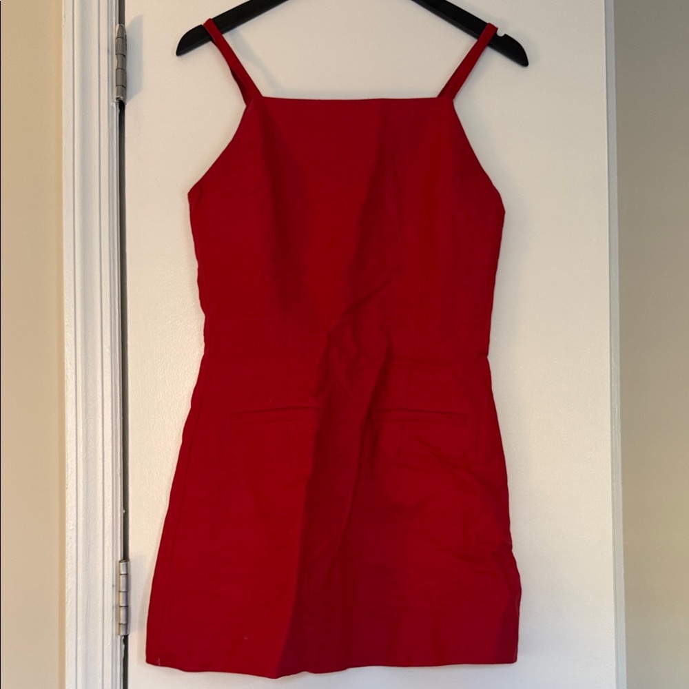 Reformation Crimson Square-Neck Mini Dress - Picture 2 of 4
